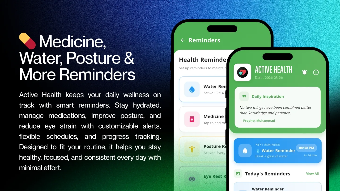 Screenshot of Active Health & Reminders