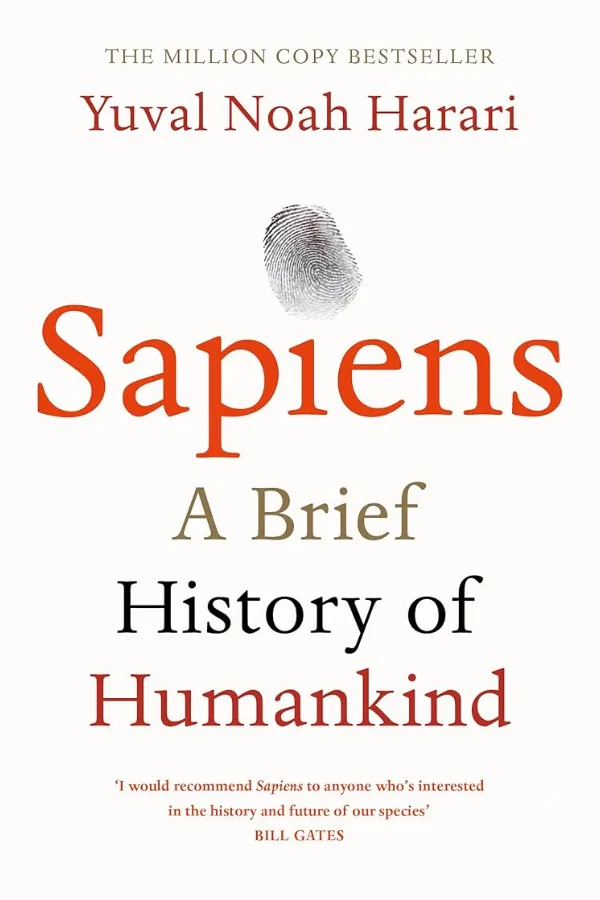 Book cover for Sapiens by Yuval Noah Harari